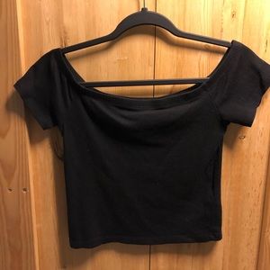 H&M ribbed cropped black off shoulder top